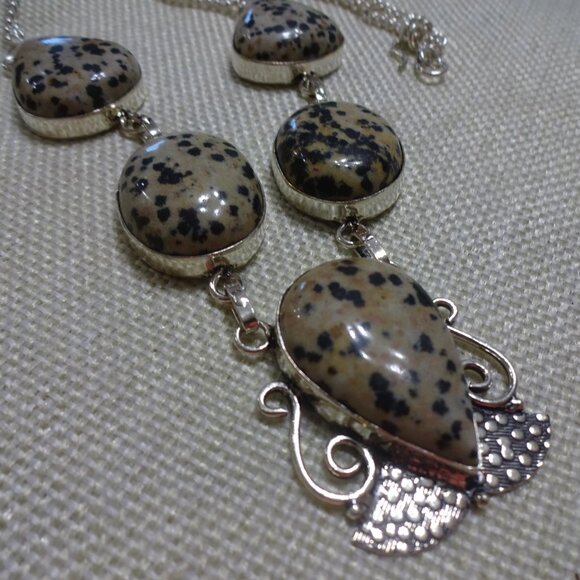 National DALMATION JASPER Handmade Sterling 925 Necklace Size 20" #466C - Picture 3 of 3